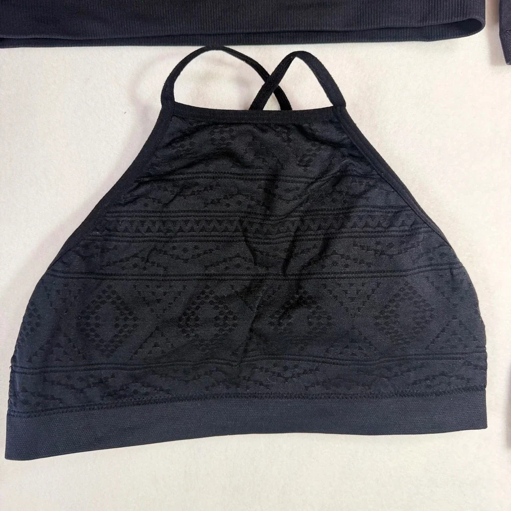 Girls Training Bra Lot of 4 Black/Grey Seamless Cami Racerback Halter Bralette